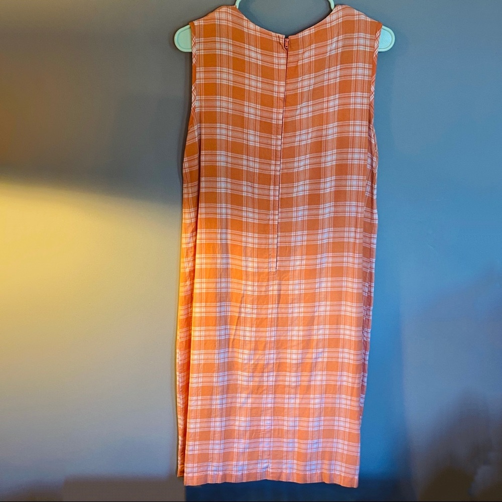 VTG 60s orange and white checked shift dress-M - Picture 8 of 10